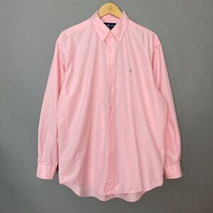 Vintage Ralph Lauren Blake Dress Shirt Button-Up Pink‎ Men Size Large Cotton